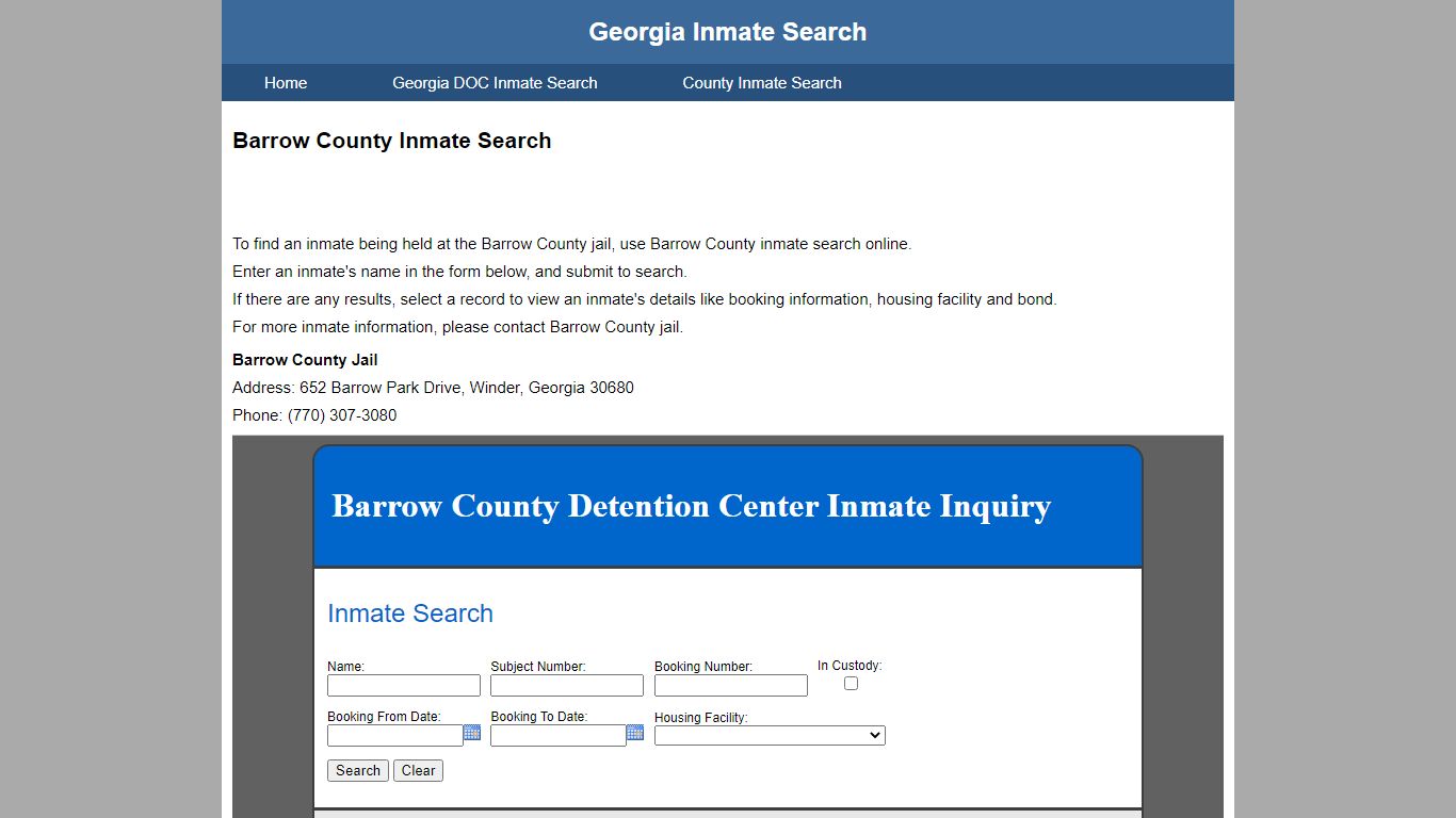 Barrow County Jail Inmate Search